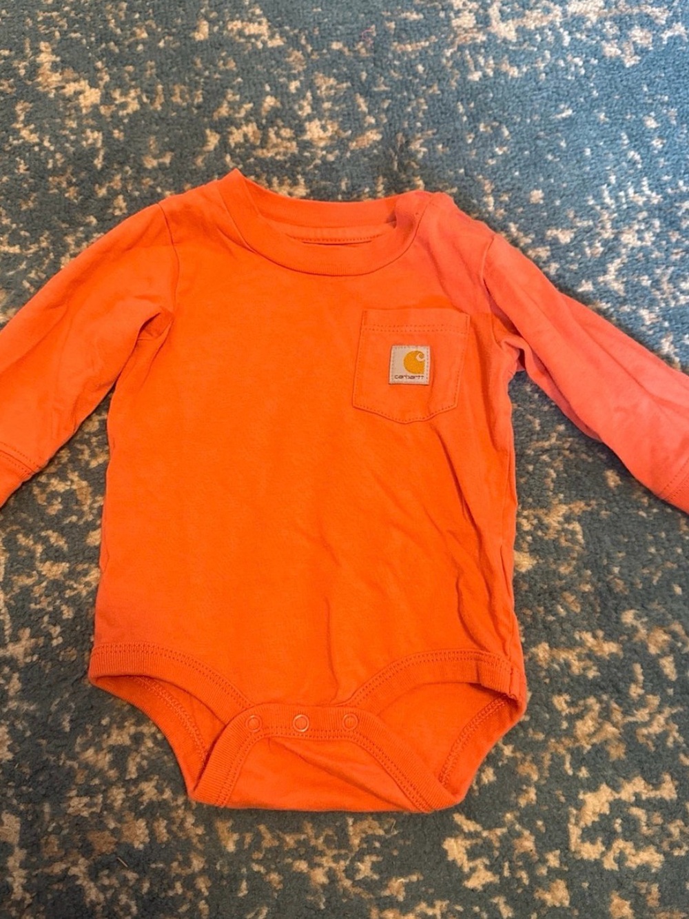 Carhartt Orange Long-Sleeve Infant One-Piece Bodysuit with Pocket Logo